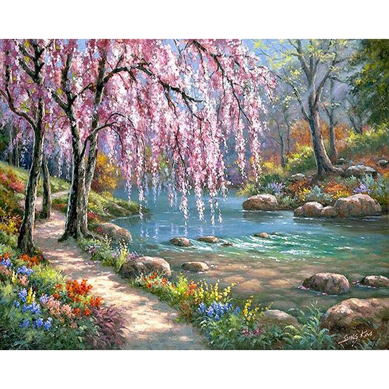 Painting By Numbers Kit DIY Landscape Hand Painted Canvas Oil Art Picture