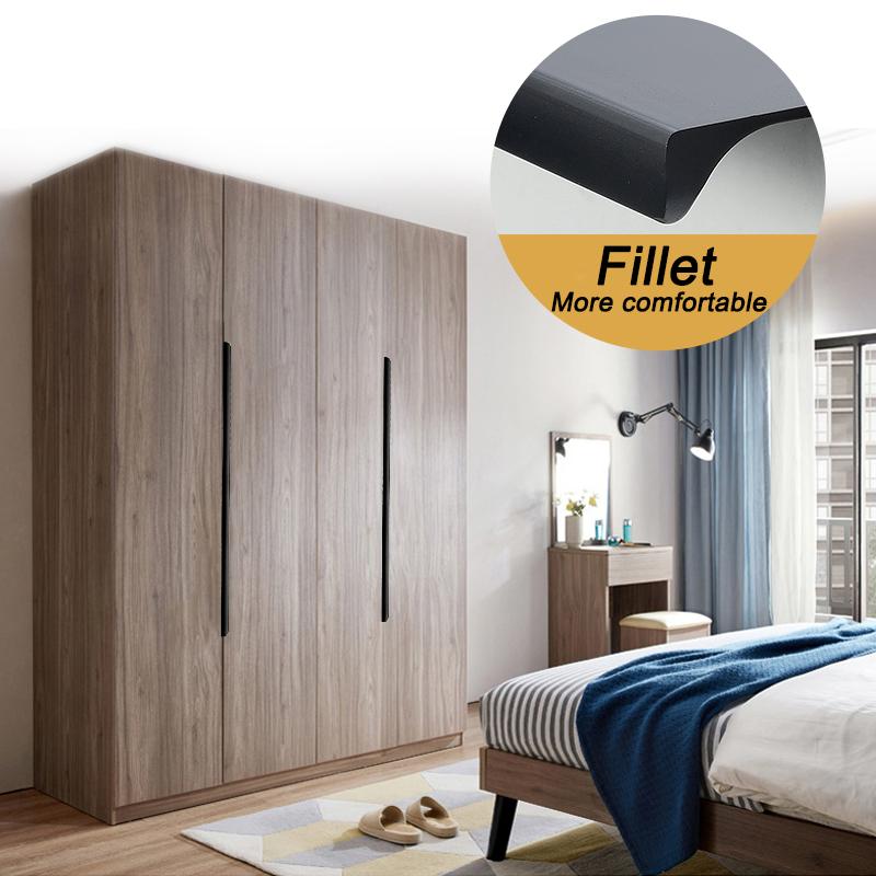 WV Invisible Handles Drawer Kitchen Handle Black Gold Hidden Dressers Cabinet Handles 500mm Knobs Cabinet Closet Hidden Pulls