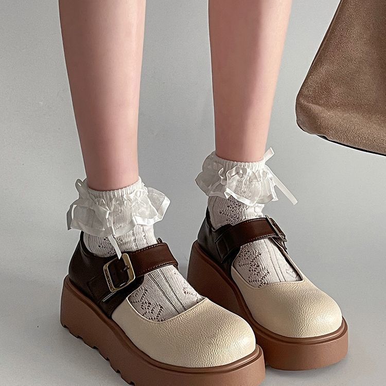 Korean version of casual style round head shallow mouth one-word single shoes, spring temperament increases and shows long legs Mary Jane small 