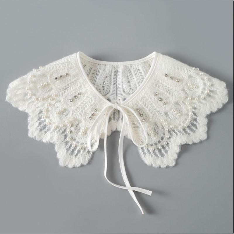 Perfect Match Pink Women Scarf Shawl Detachable Collar Tie Necklace Embroidery Lapel Fake False Collar Woman Lace Tie Neckwear Nep Kraagie