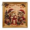 Relaxing Handmade Faux Pearl Sets Christmas Cat Art Kit with Frame Kitty Painting DIY Decorative Supplies Kit 3D Bead Wall Craft for Adults