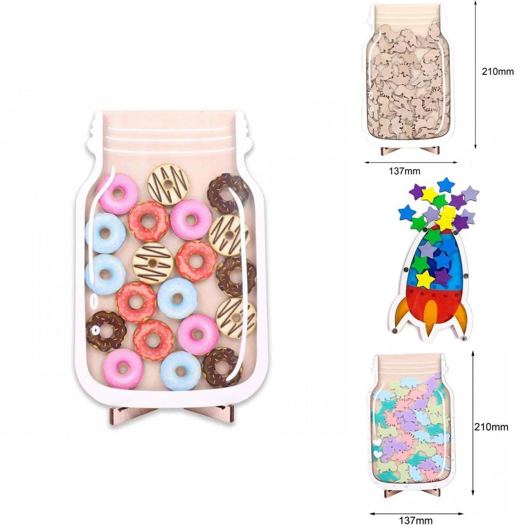 Colorful Wooden Star Reward Jar For Kids With 25 Adorable Star Tokens For Learning Discipline And Motivation In Home And Office Settings