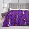 Cartoon Gengar Lila)Decke Pokemon-Motiv Dekorativer Flanell-Überwurf für das Wohnzimmer Weiche Warme Tagesdecke Geschenkidee