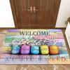 Colorful Wood Grain Welcome Home Floor Mat, Soft Non-Slip Indoor Outdoor Entrance Rug for Kitchen Bathroom and Home Decor