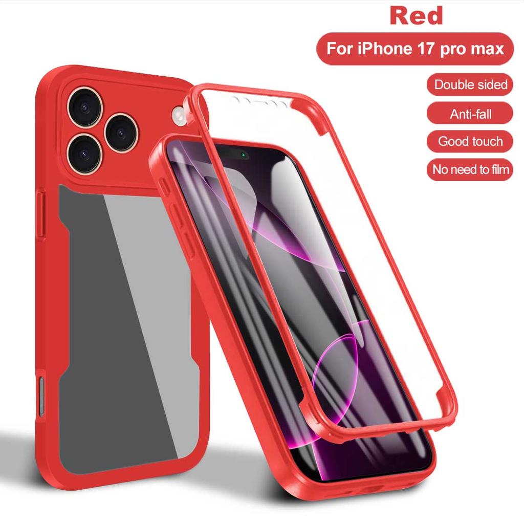 For iPhone 17 16 15 14 Pro Max Transparent Anti Shock Anti Fall 360 Fully Wrapped PhoneCase for iPhone 16 15 14 Plus 16E 17E Air