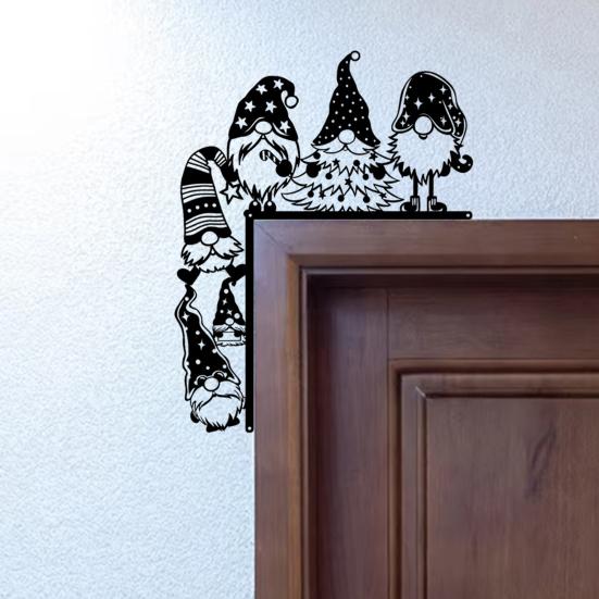 Christmas Gnome Door Frame Decoration Iron Faceless Dwarf Door Corner Sign Hollow Elf Front