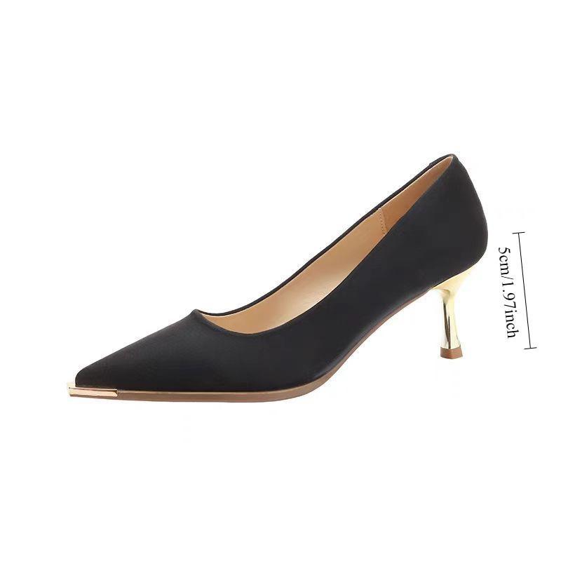 Professional OL High Heels Stiletto Heel Pointed Leather Temperament Single Shoes Commuter Women's Shoes