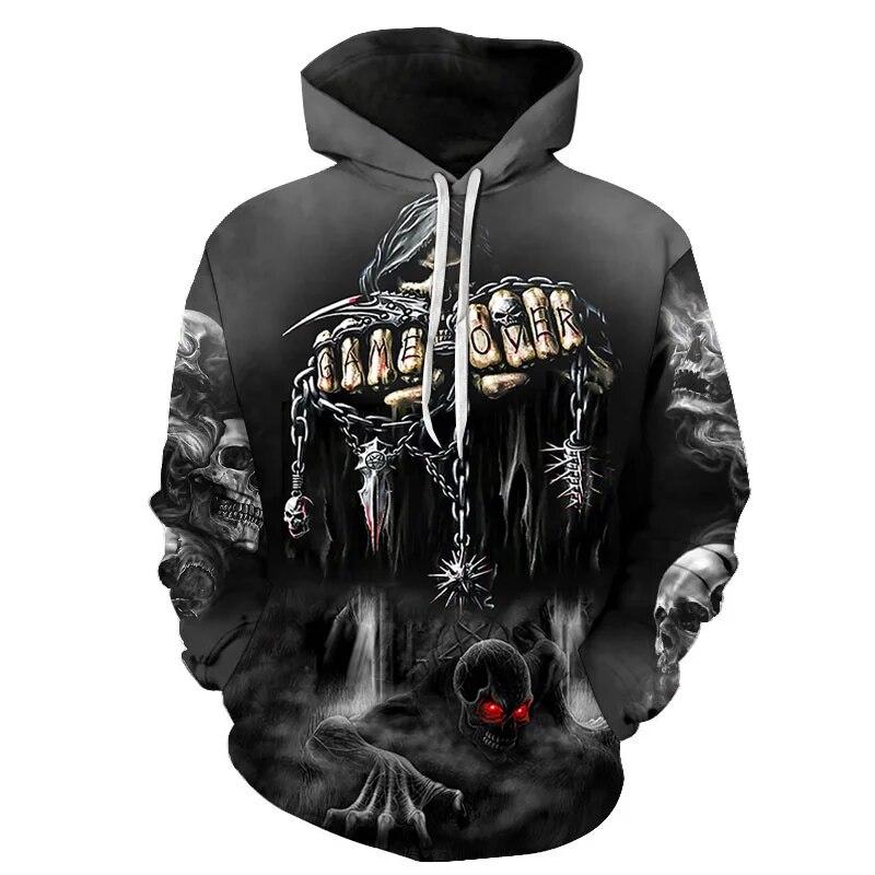 

Мужские толстовки с 3D принтом ужасов черепа, уличная одежда, пуловер в стиле Харадзюку, куртка для мужчин и женщин, спортивный костюм, толстовка высокого качества S