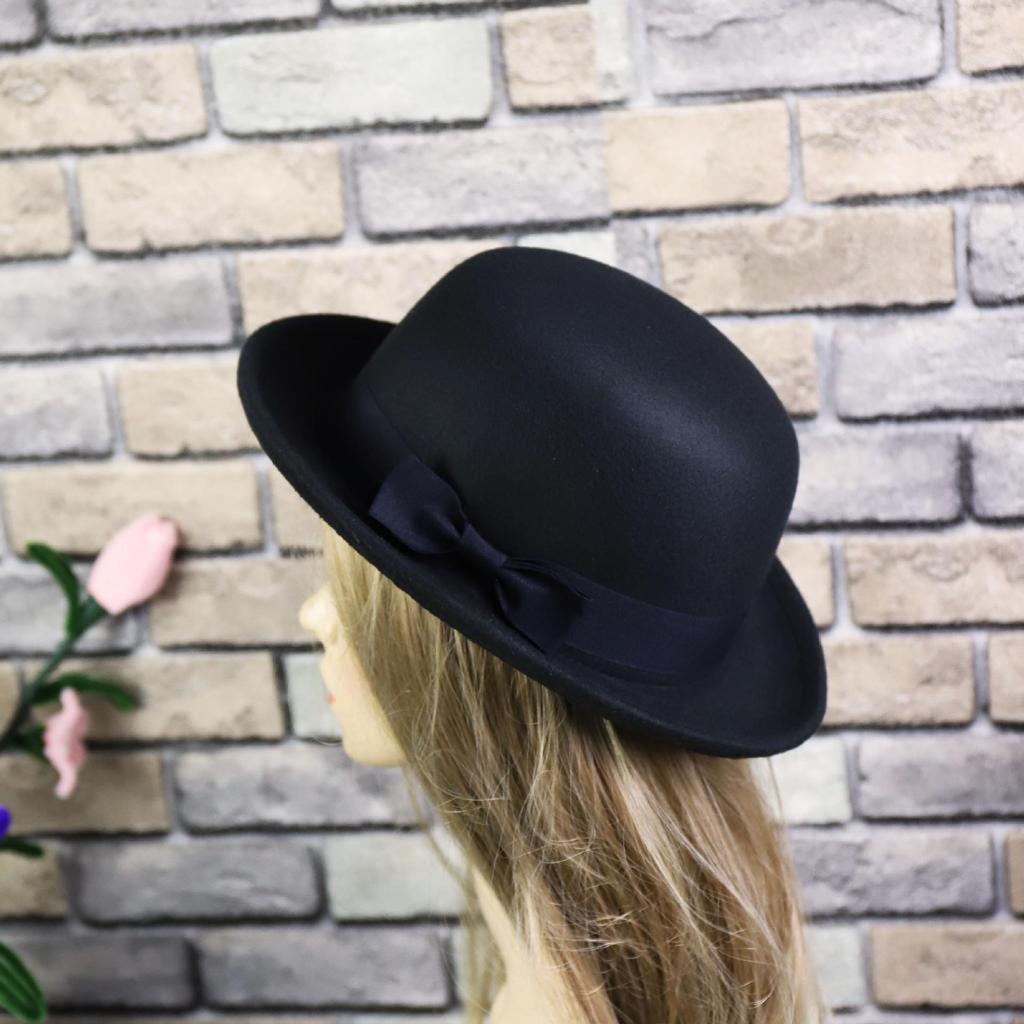 Japan-Korea Wool Felt Fedora: Autumn-Winter Bow Up-Brim Hat, Korean Style Jazz Versatile Casual Gentleman Hat