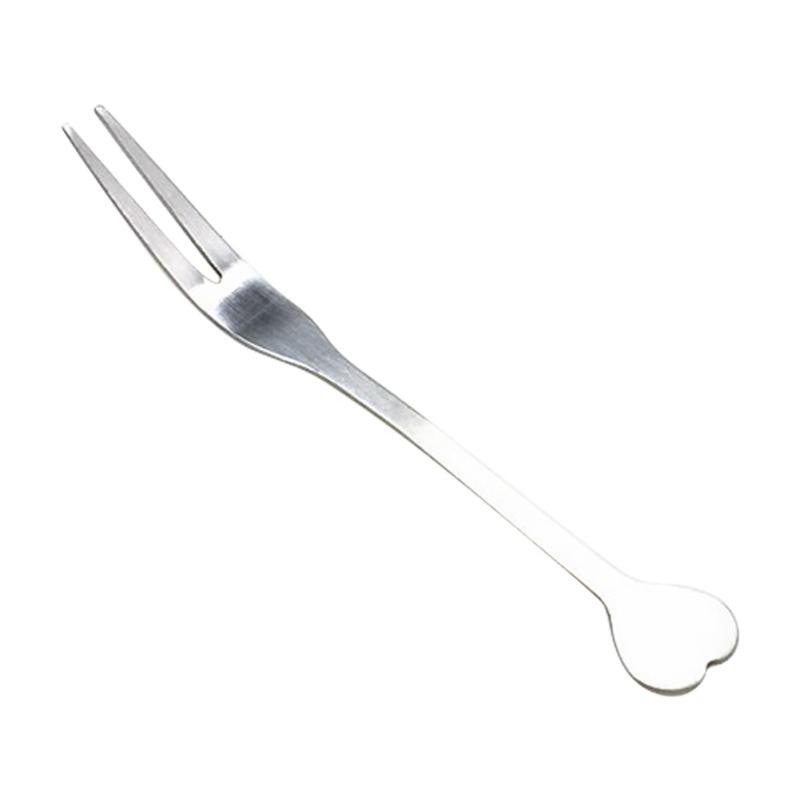 

Вилка из нержавеющей стали в форме сердца, домашняя простая вилка с двумя зубцами, вилка для торта, кондитерских изделий, фруктовая вилка