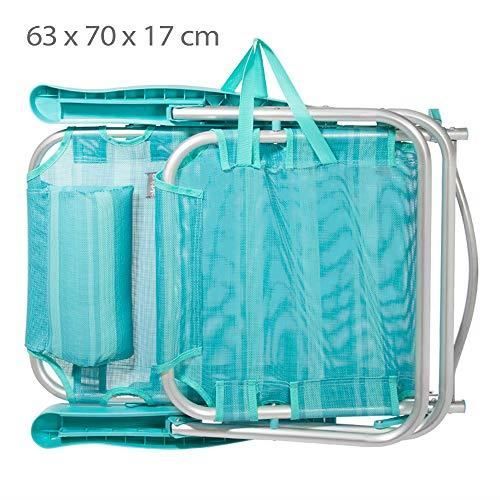 AKTIVE 53963 Chaise Multiposition Aluminium Beach, 108 x 60 x 82 cm Bleu Méditerranée 53963