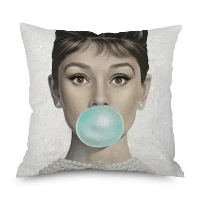 Jessica Chen Unisex Marilyn Monroe Audrey Hepburn American Pop Art Cushion Covers Portrait Painting Pillowcase Bedroom Decorative Pillows For Sofa