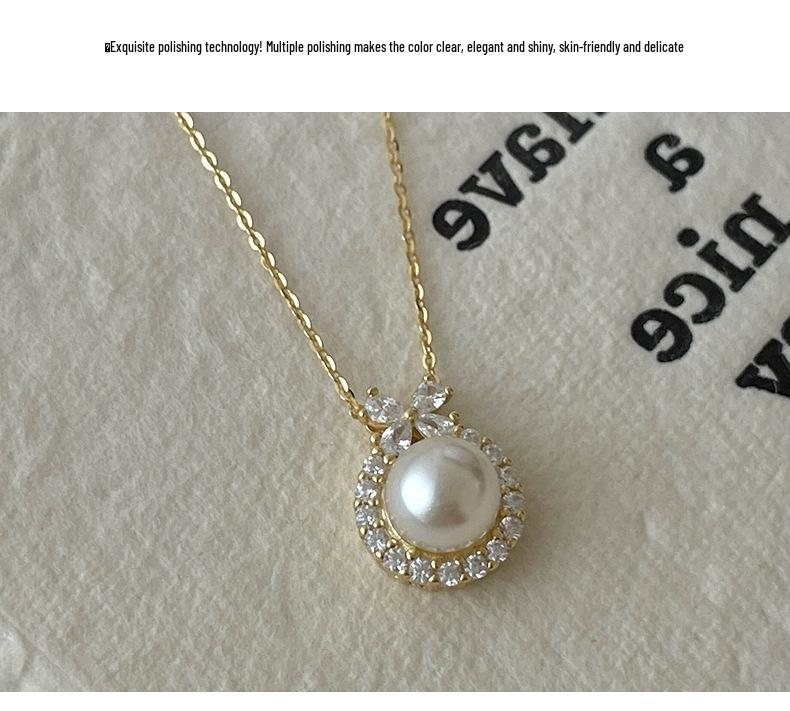 Banyan Tree S925 Silver Princess Bow Necklace with Chalcedony, Pearl & Diamond Accents