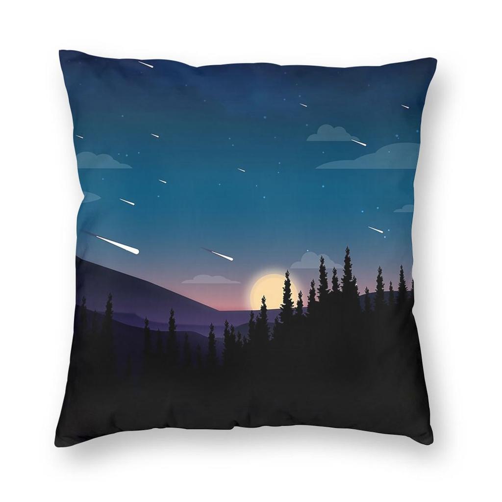 Meteor Shower Starry Sky Cartoon Square Pillowcase Pillow Cover Cushion Zip Decorative Comfort Throw Pillow for Home Living Room