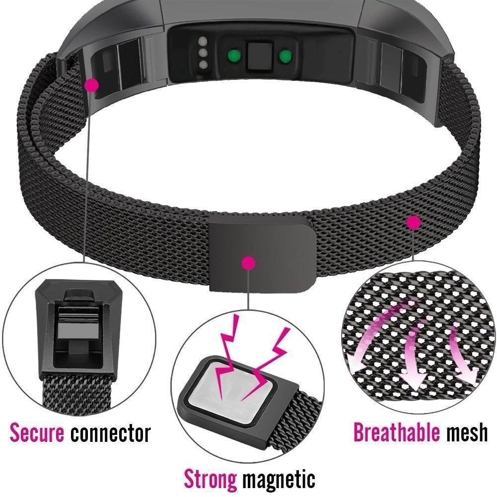 Elegant Metal Mesh Milanese Loop Band For Fitbit Alta Magnetic Stainless Steel Strap