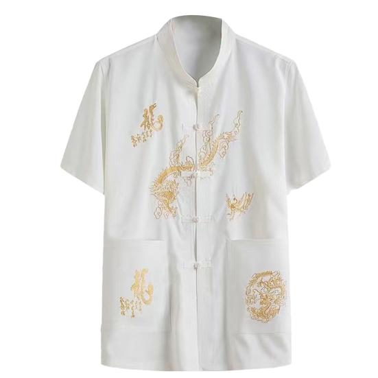 Men's Chinese Traditional Linen Tang Shirt Hand Plate Buckle Design Comfortable Stylish Soft Chinese Collar Shirt