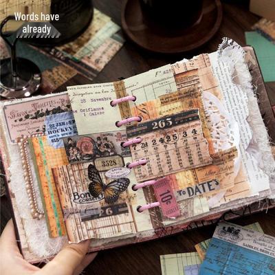 Yan Ji Retro Sticker Book - Old Bill Series: 48 Sheets for Collage & Journaling, 4 Styles Available