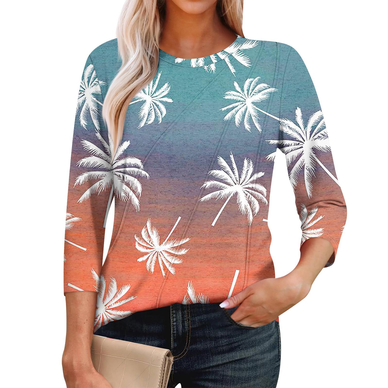 

Женская мода повседневные топы с рукавом 3/4 плиссированные модные топы футболки L синий