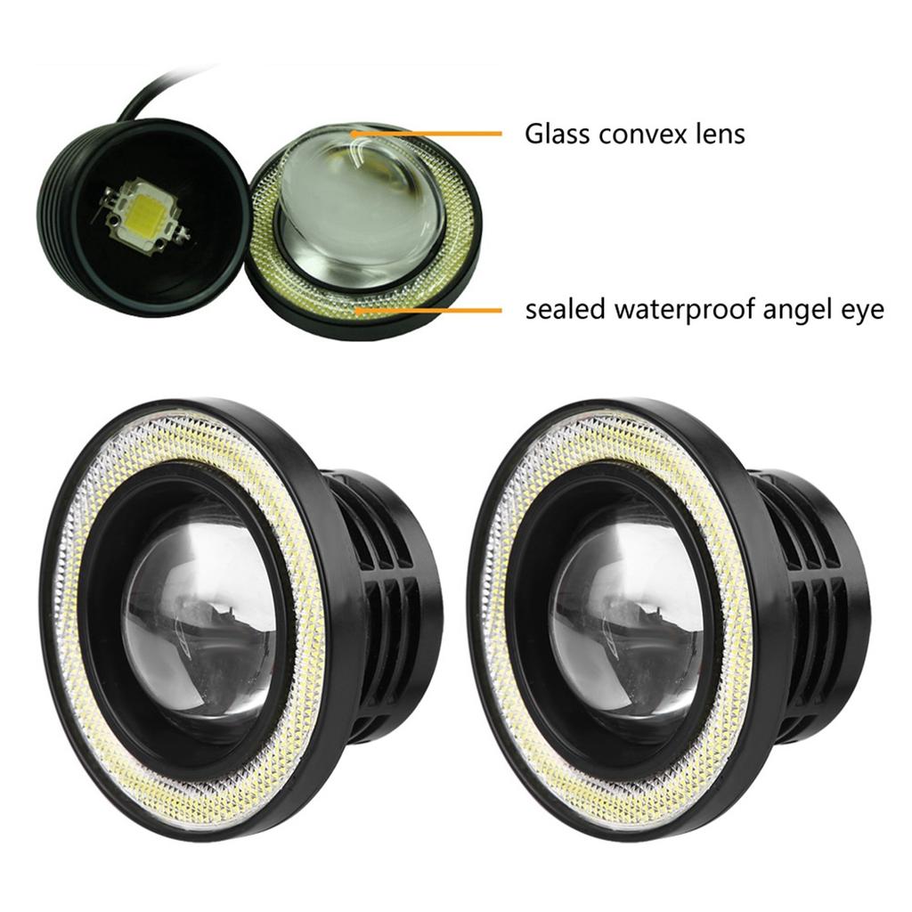 Universal 2pcs 10W LED COB Angel Eyes Daytime Running Light Car Vehicle Fog Lights (3.0in)