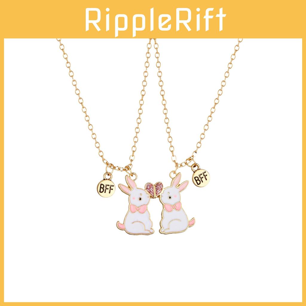 Adorable Bunny Friendship Necklace Set For Kids Crafted From Alloy Perfect For Easter Gifts