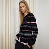 GREEN BELT Retro Fair Isle Color-Block Wool Cardigan