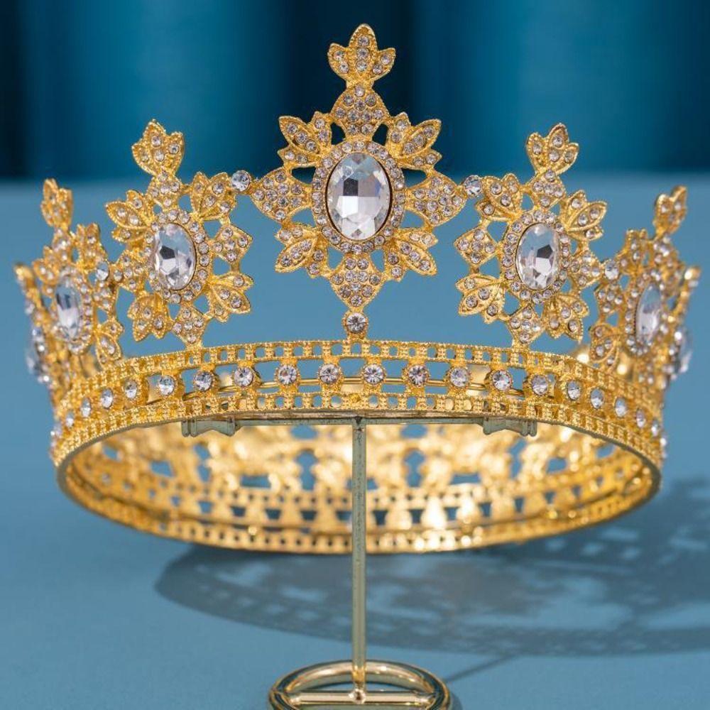 Elegant Baroque Queen Tiaras Luxury Wedding Head Wear Rhinestone Diadem Photography Props