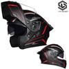 Motorcycle helmets Men's and women's face-off helmets Double mirror locomotive Bluetooth semi-full cover four seasons