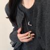 Korean-Style Croissant Pendant Necklace - Minimalist Long Sweater Chain for Women, Perfect for Autumn/Winter.