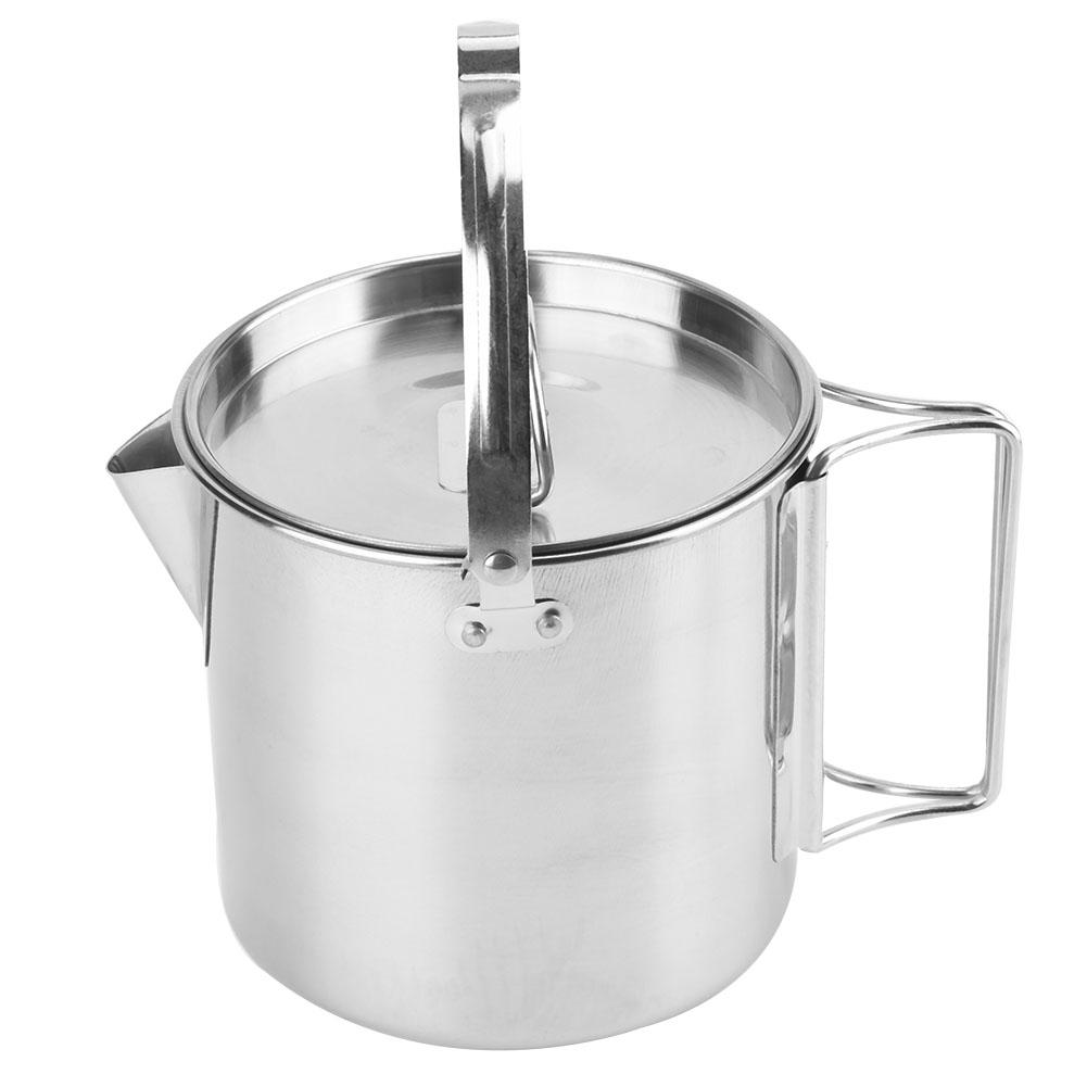 1.2L Outdoors Portable Folding Stainless Steel Kettle Cookware Coffee Tea Picnic Camping Pot
