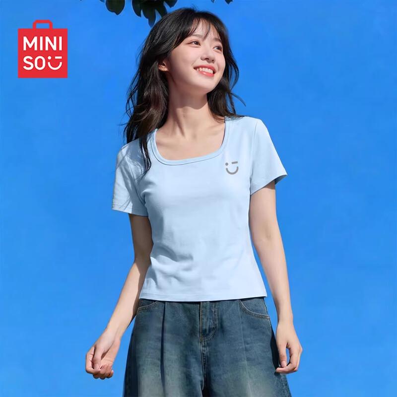 MINISO Women s U-Neck Short Sleeve Crop Top S