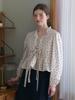 FABRICSEOUL Neck Frill Flower Ribbon Blouse_Ivory