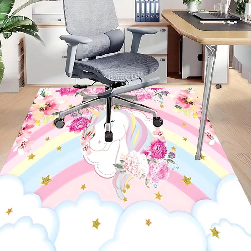1PC Unicorn Flowers Non-Slip Floor carpet, Office, family, bedroom, Studio - Large Area Rug, Vibrant Colors, Longlasting Material-X429