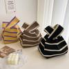 New Double Color Fabric Versatile Minimalist Striped Mesh Commuter Wandering Bag