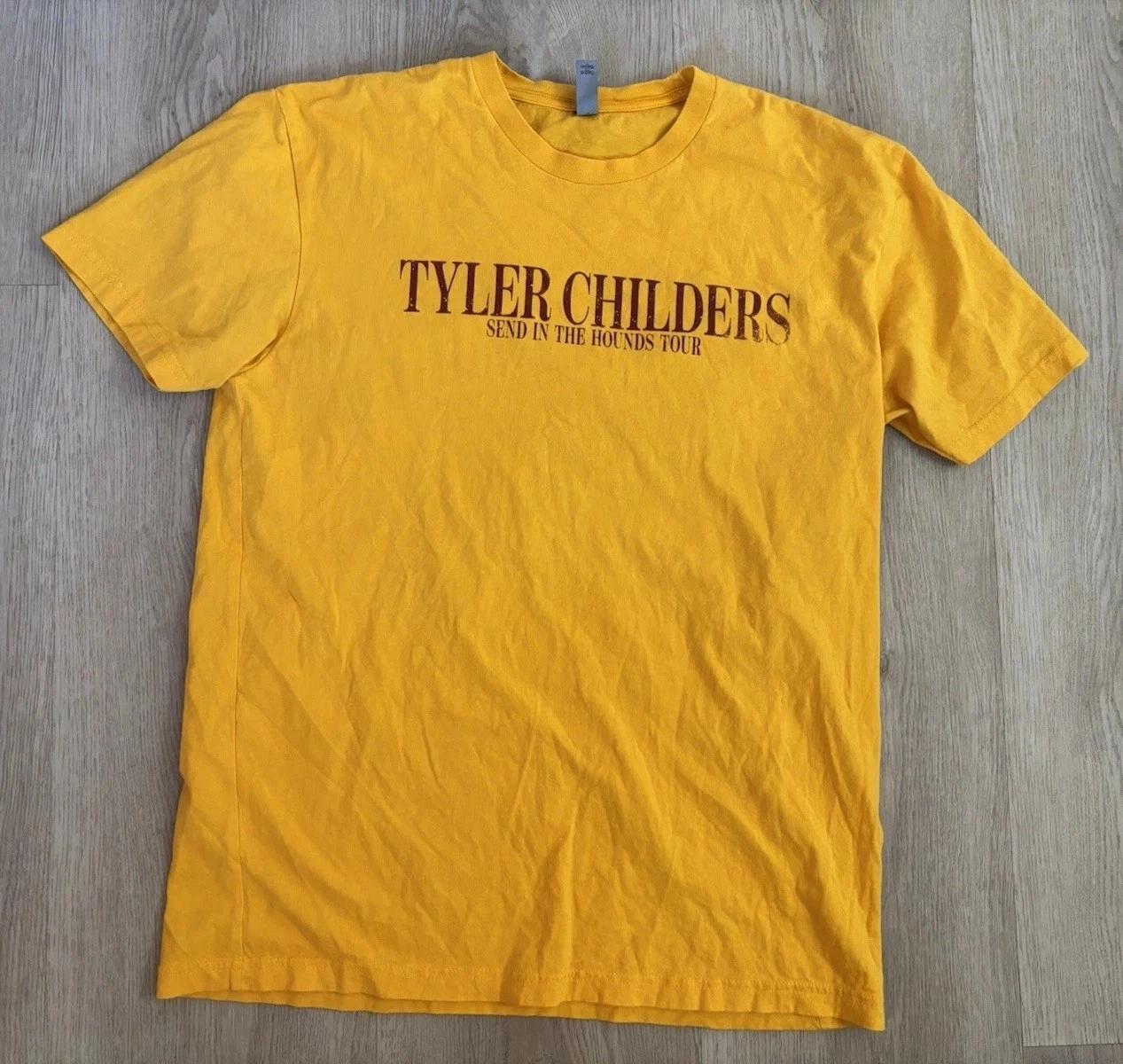 

Tyler Childers Send In The Hounds 2023 Tour 100% Cotton T-shirt Mens Tees Top Large Yellow 2-sided Folk XL