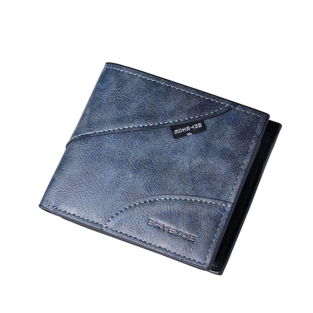 

PU Leather Short Card Bag Large Capacity Business Wallet Portable Men s Wallet Travel Essentials синий