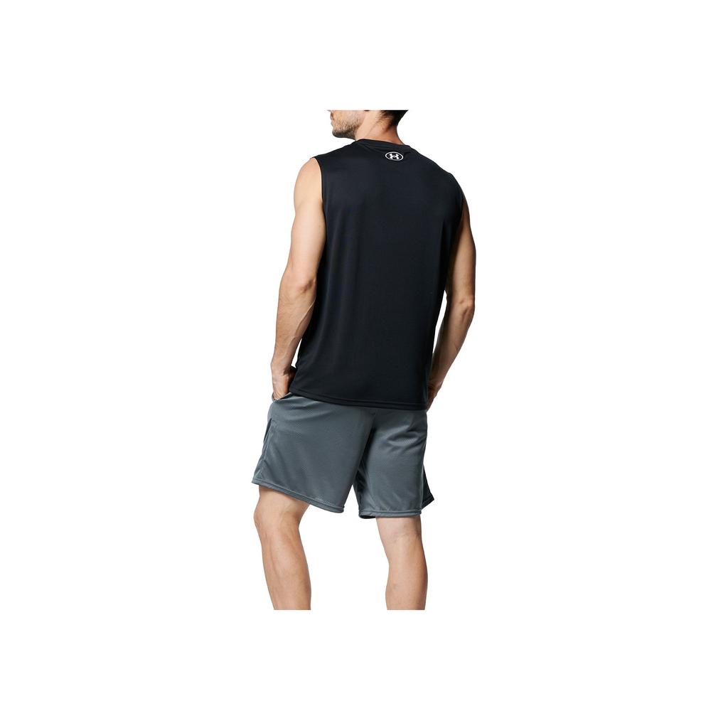 Under Armour Solid Logo Print Round Neck Training Sleeveless Vest Men tops Black 1367452-001