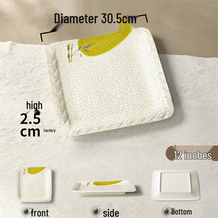 Melamine Rectangular Porcelain-Style Plate for Hot Pot & Side Dishes