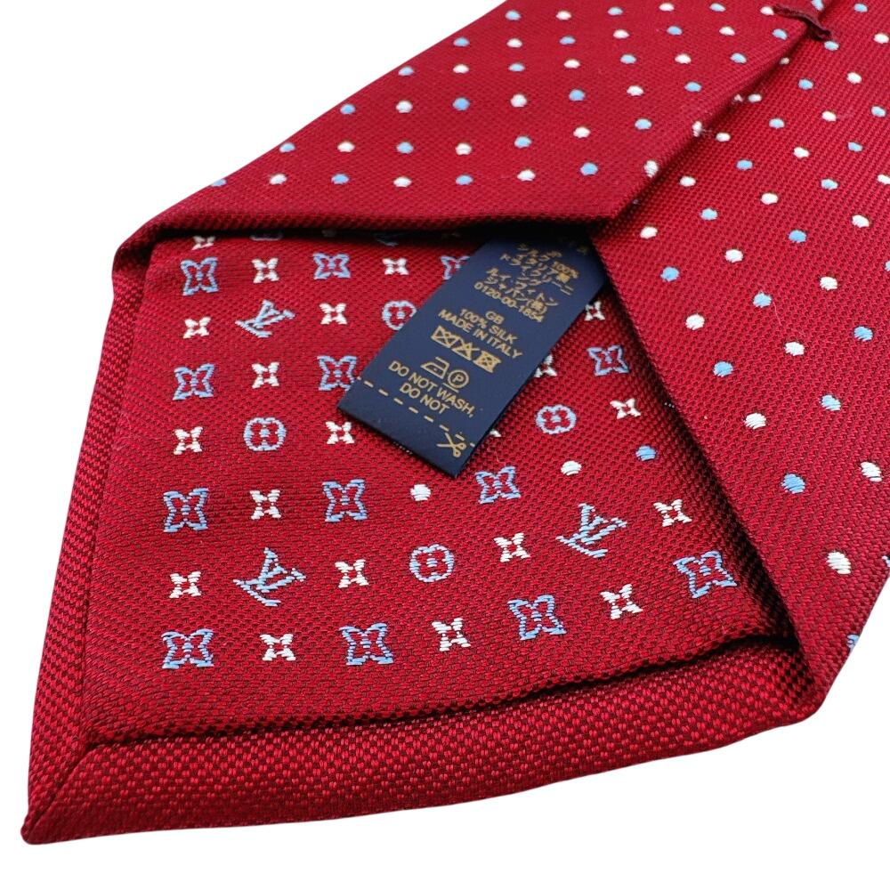 LOUIS VUITTON M78034 Dot Pattern Monogram silk tie Red series silk Used