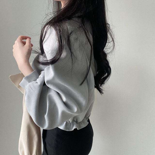 2025 Άνοιξη Κορεάτικο-Γαλλικό Σικ Κοντομάνικο Μπλουζάκι με Μανίκια Μπούφα για Μικροκαμωμένες Γυναίκες