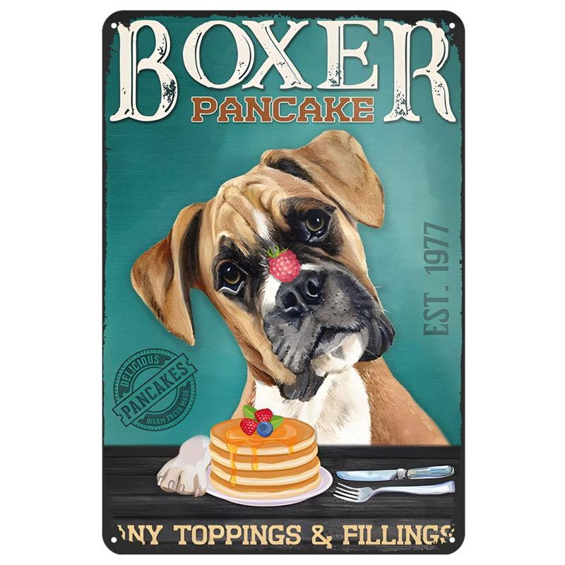 Dogs Metal Tin Signs Labrador Pitbull Wall Art Posters Plaque Vintage Iron Painting Decoration for Home Cafe Game Room Club Bar