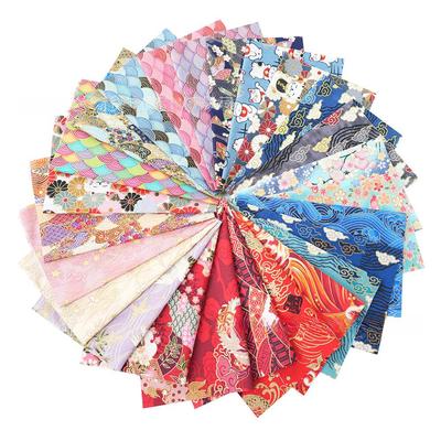 Set di tovaglie patchwork in stile giapponese con stampa oro - Tessuto in puro cotone con piccolo motivo floreale per lavori artigianali fai da te