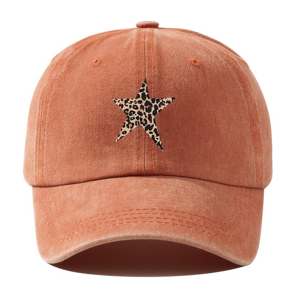 With Leopard Print Star Design Baseball Caps Breathable Sunscreen Hats  Fishing and Hiking