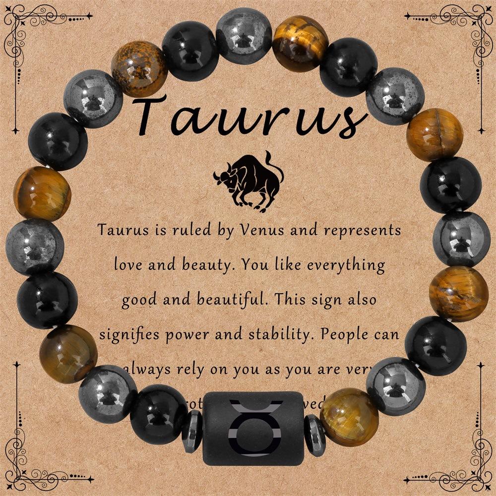 Bransoletka ze znakiem zodiaku 12 konstelacji Potrójna ochrona Bransoletki z koralików tygrysie oko hematyt dla par Biżuteria przyjaźni Prezenty