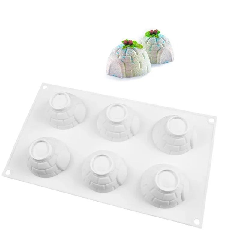 

Christmas 6 Cavity Igloo Silicone Cake Mold for Mousses Ice Cream Mold Chiffon Baking Pastry Tool Cake Tray Kitchen Accessories белый
