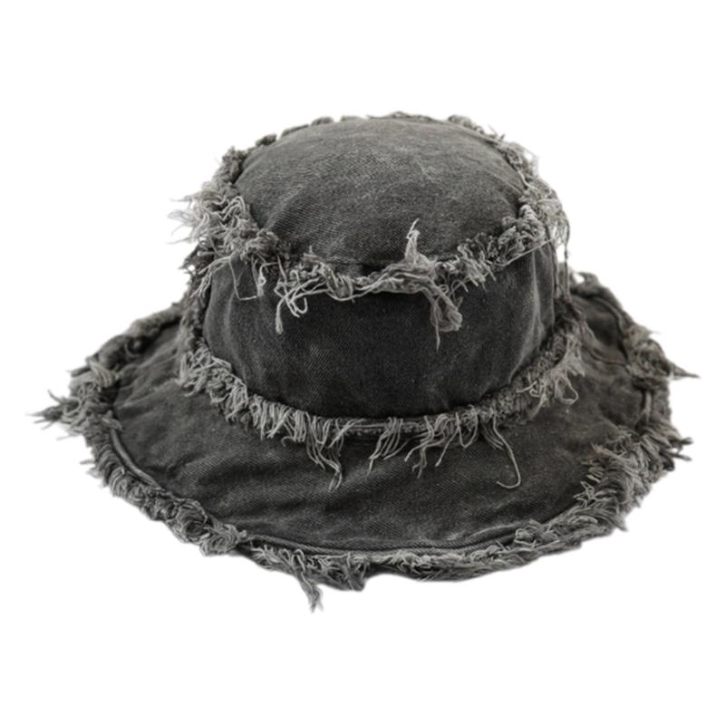 

Vacation Outdoor Fisherman Hat for Woman Bucket Hat Distressed Frayed Edge Hat
