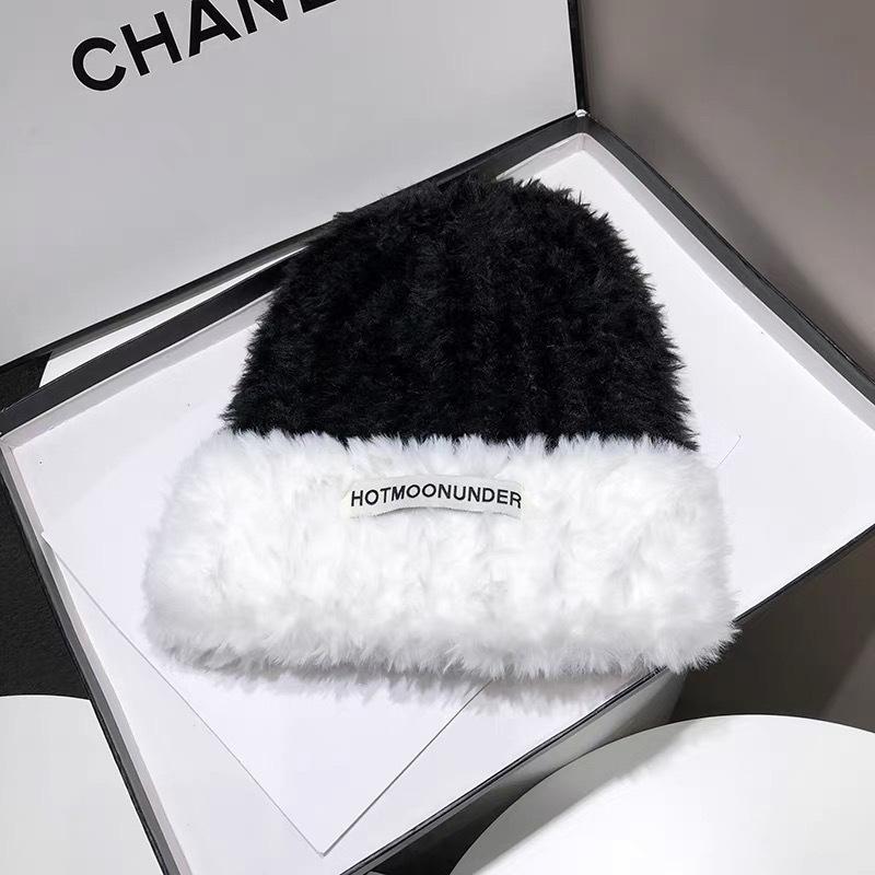 Autumn and winter thickened plush hat fashionable plush knitted hat versatile, small face, cold-proof and warm hat thickened to keep warm
