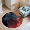 Flame Fox and Wolf,Round Area Rug,Carpet Rug for Living Room Bedroom Sofa Playroom Decor,Non-slip Floor Mat