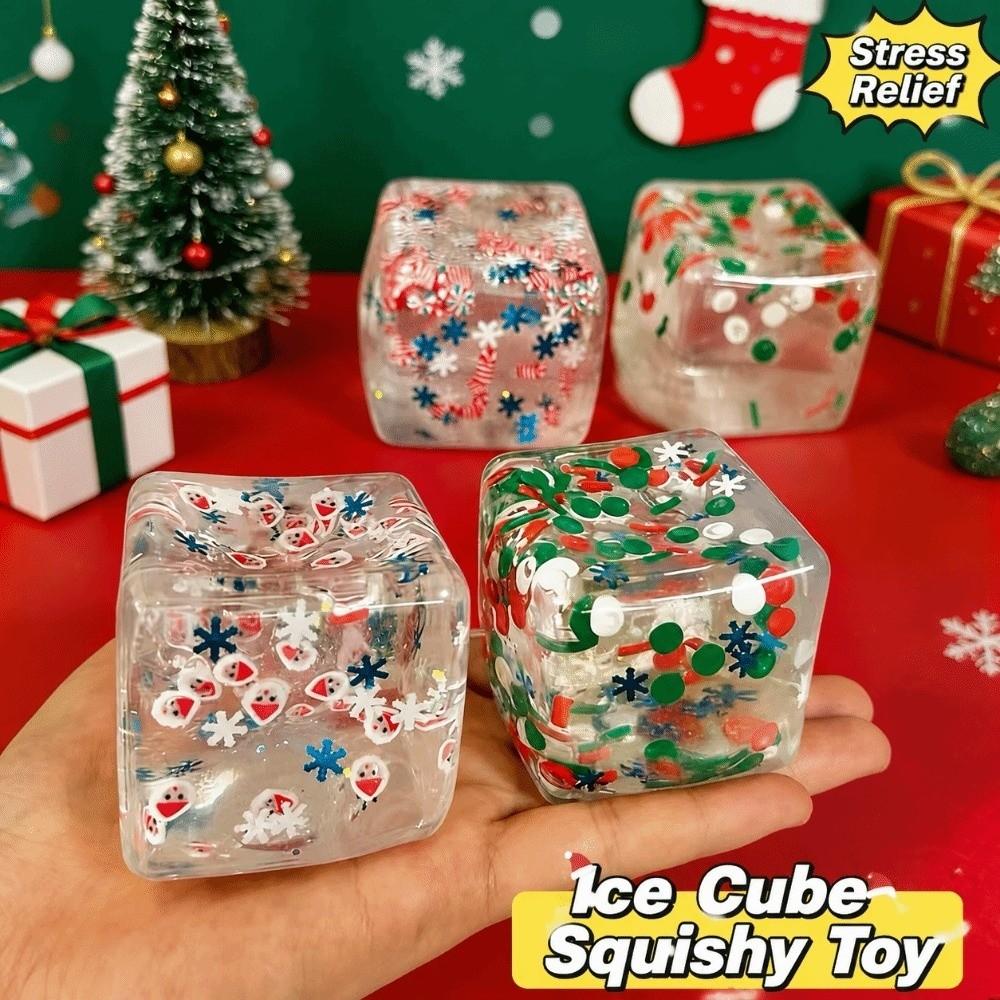 Stress Relief Maltose Ice Cube Squeeze Toy 5cm Transparent Christmas Toy Christmas Gift
