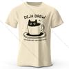 Men's Déjà Brew Printed T-Shirt 100% Cotton Oversized Coffee Pun Graphic Tees for Women Summer Tops Barista Streetwear