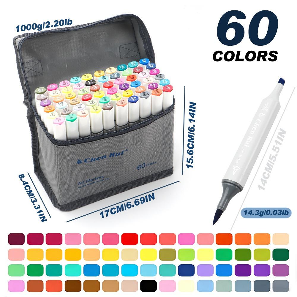 48/60Pcs Brush Tip Alcohol Markers Dual Tip Art Marker Set Portable Brush Markers Drawing